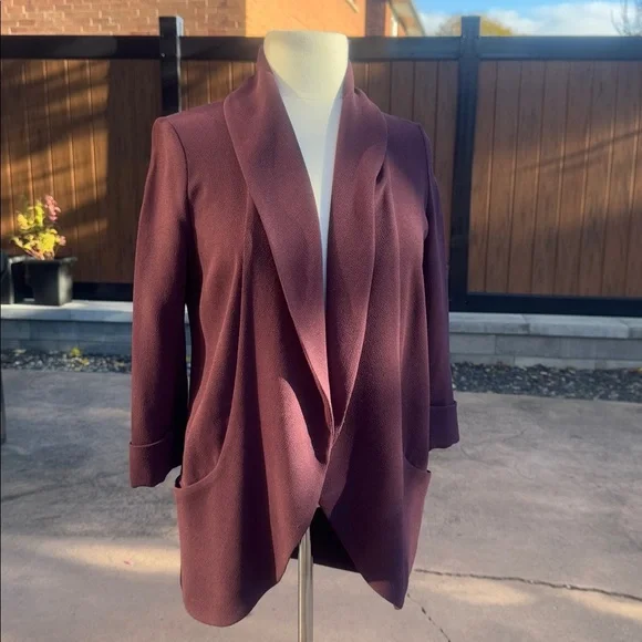 ARITZIA Wilfred Cavalier Jacket Deep Plum Size 2 Open Front Blazer - Picture 3 of 8